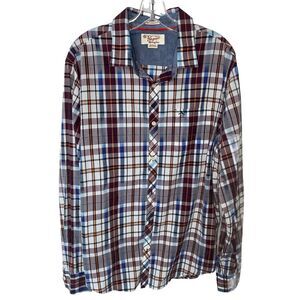 Penguin Heritage Button Up Shirt Men XL Slim Fit Plaid‎ Long Sleeve